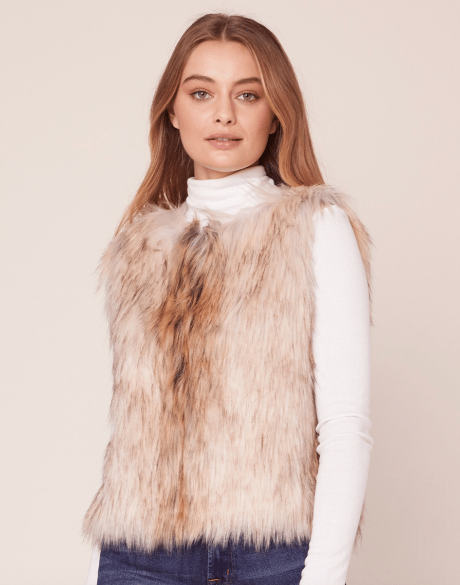 Premium eco fur vest 【DIANTE】 DORI Sculpted fox fur vest – Wolfie Premium Outerwear